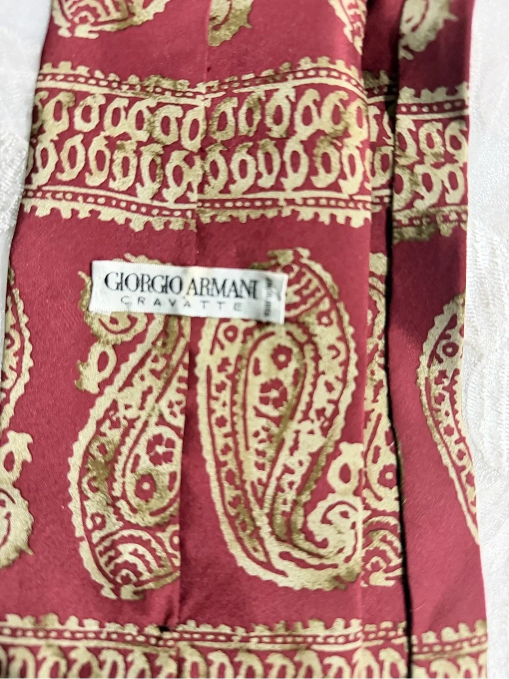 Giorgio Armani Red and Gold Paisley Silk Tie